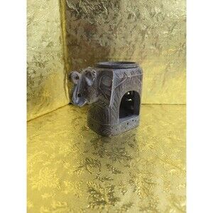 Bohemian Indian Hand-carved Soapstone Elephant Tea Light Essential Oil Burner